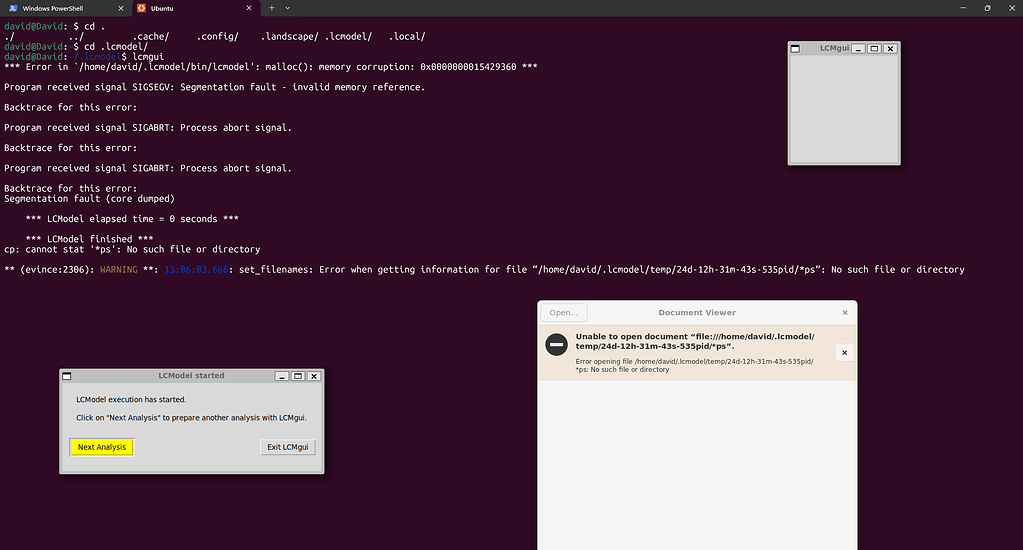 LCModel on WSL/Ubuntu: malloc() error: memory corruption when ...